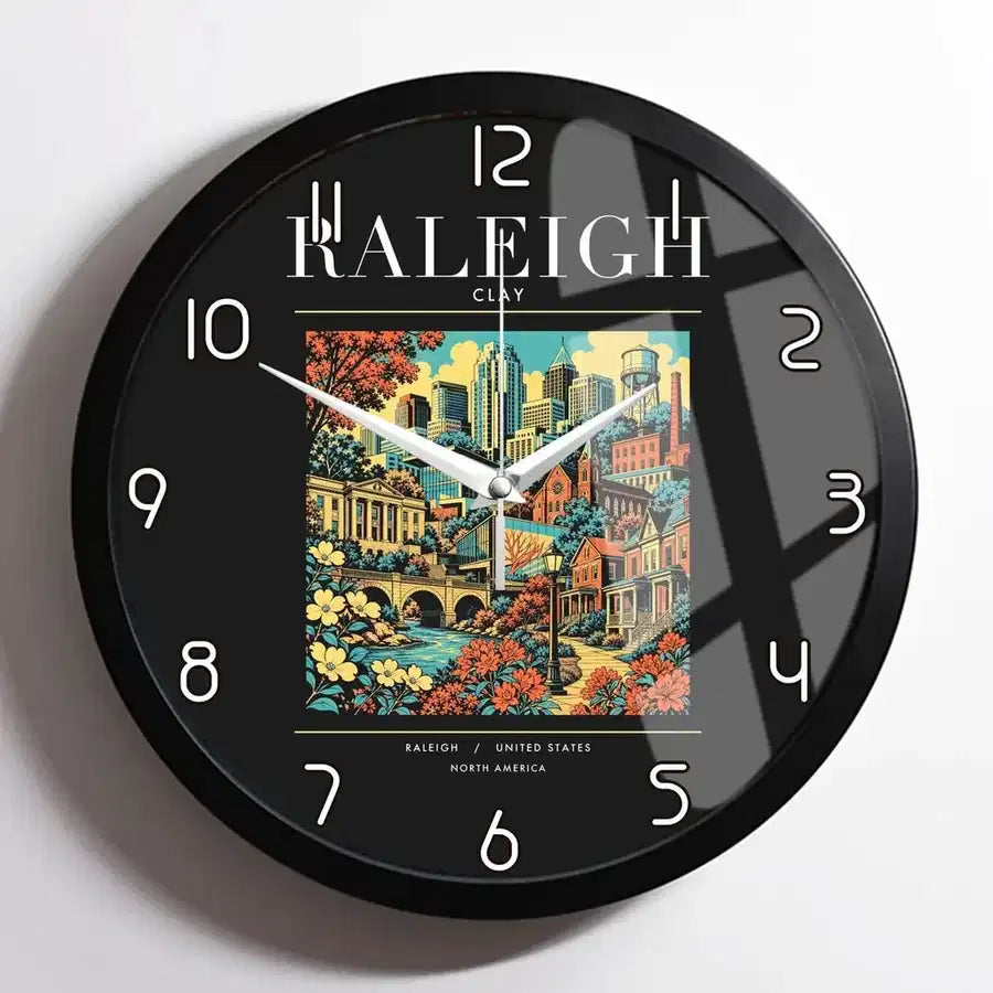 RALEIGH - Poster - Wall Clock Framed - Black