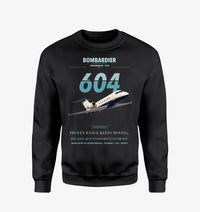 Thumbnail for Bombardier Challenger 604 design on black sweatshirt