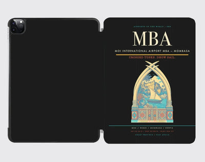 Moi International Airport (MBA) design on black ipad tablet case