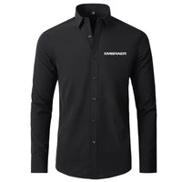 Thumbnail for Embraer & Text aviation design printed on soft cotton long-sleeve 2D shirt.
