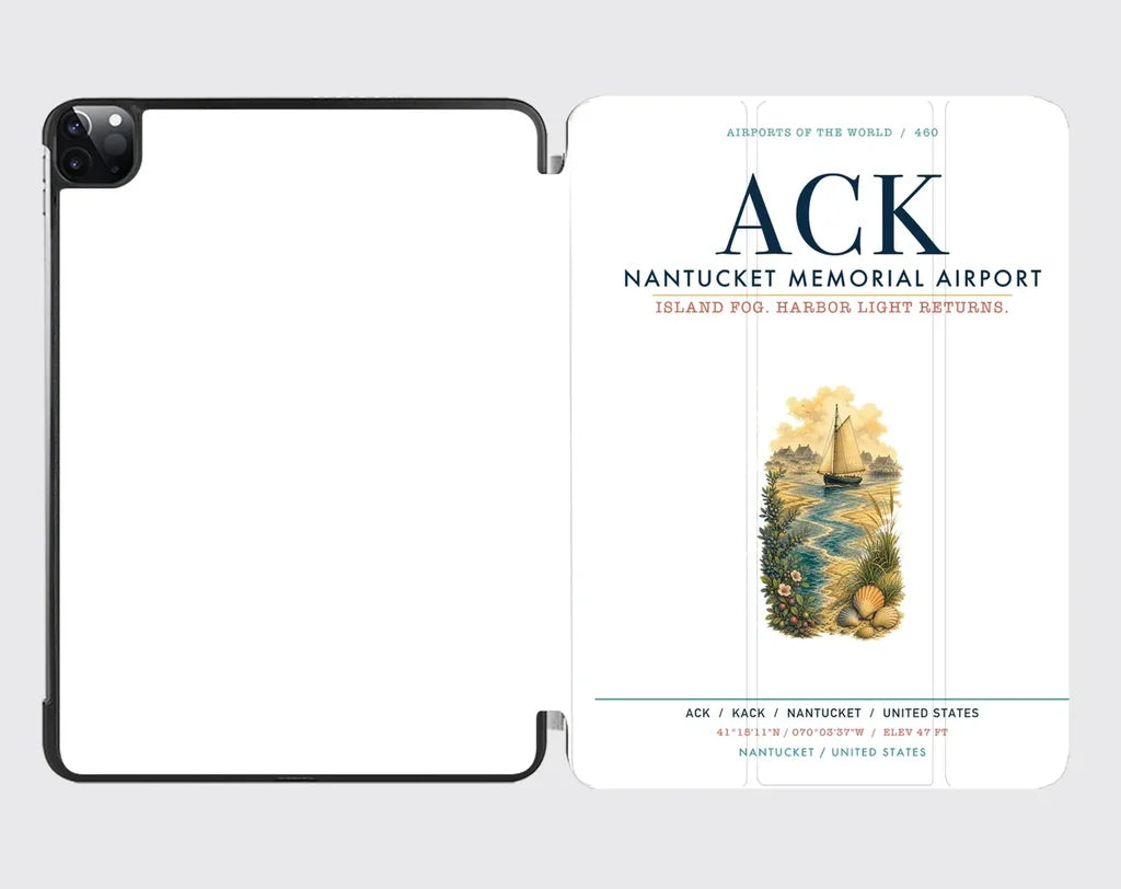 Nantucket Memorial Airport (ACK) design on white ipad tablet case