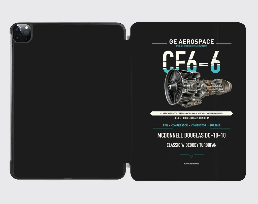 CF6-6 design on black ipad tablet case