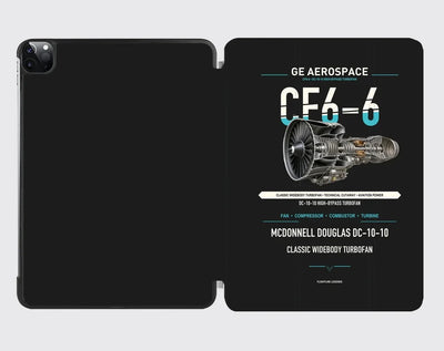 CF6-6 design on black ipad tablet case