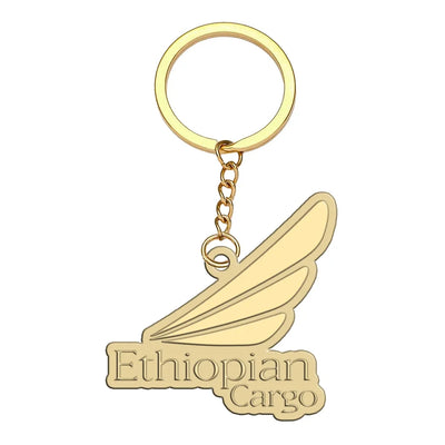 Ethiopian Airlines aviation hollow key chain in polished alloy.