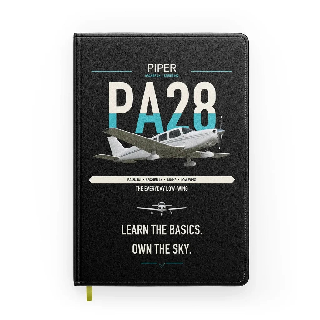 Piper PA-28-181 Archer LX design on black notebook