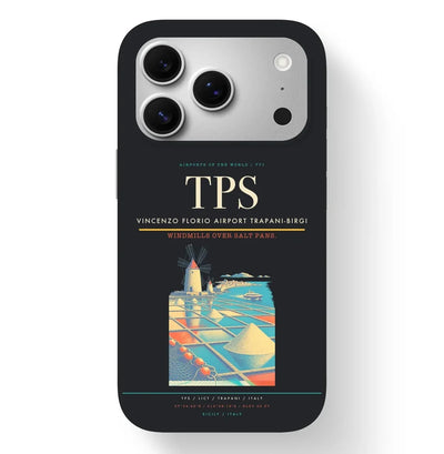 Trapani Airport (TPS) design on black iPhone 17 Pro MagSafe case