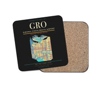 Thumbnail for Girona–Costa Brava Airport (GRO) design on black 1 piece coaster