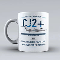 Thumbnail for Cessna Citation CJ2+ design on white ceramic mug, double-side print