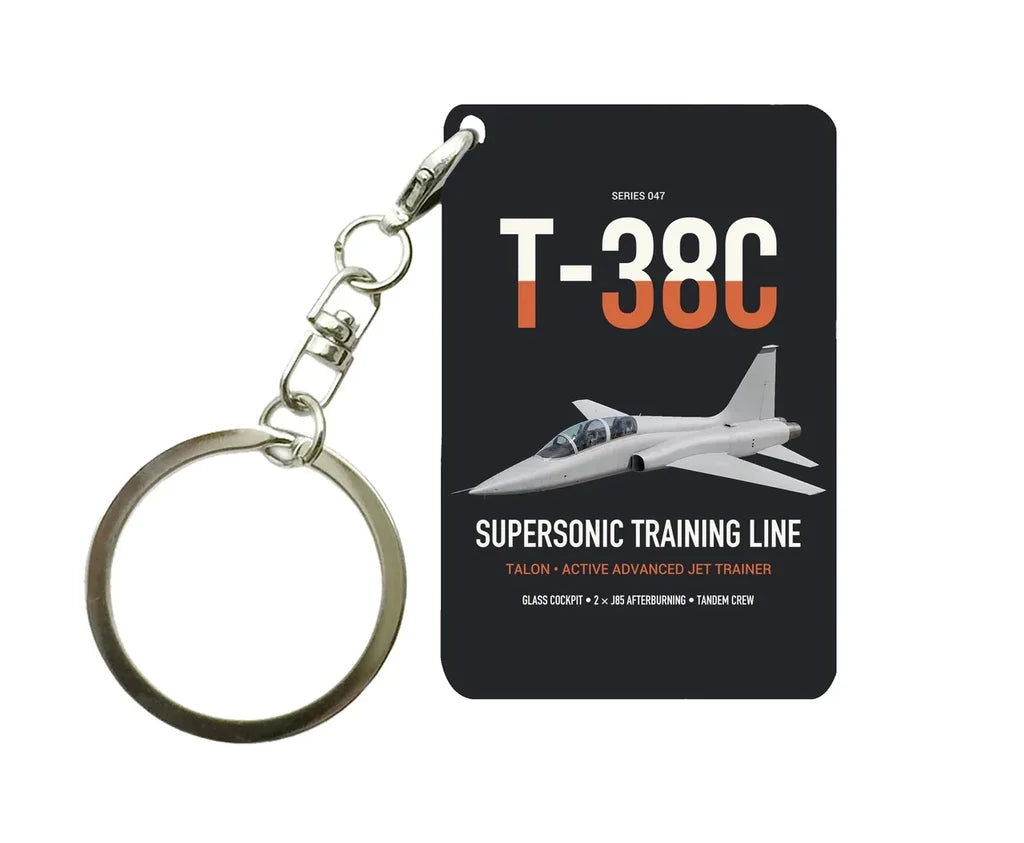 T-38C Talon design on black designed key chain, double-side print