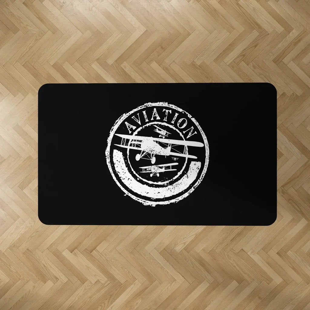 Aviation Lovers aviation design on durable carpet pile with non-slip backing rectangle carpet floor mat.