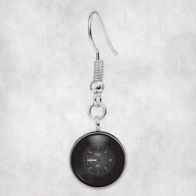 Airplane Instruments-Vertical Speed aviation-themed earrings, polished hypoallergenic alloy.