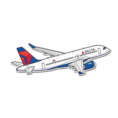 Delta Air Lines Airbus A220 aviation design airplane sticker in weather-resistant vinyl.