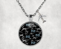 Thumbnail for Fly Be Free aviation necklace, stainless steel body with engraved detail.