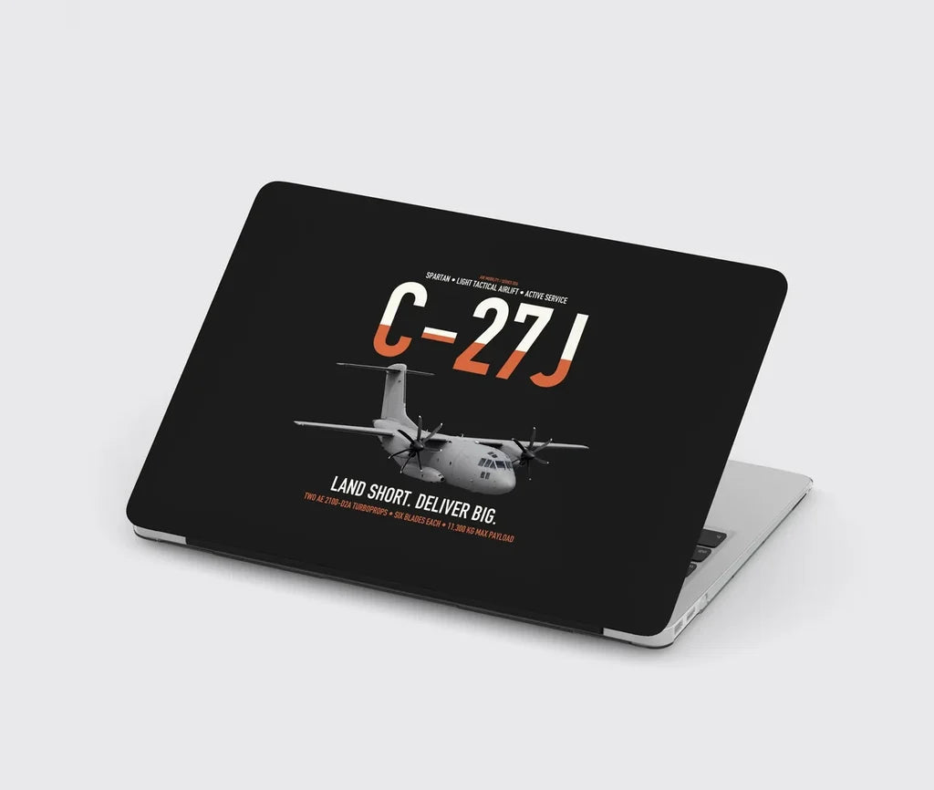 C-27J Spartan design on black MacBook case