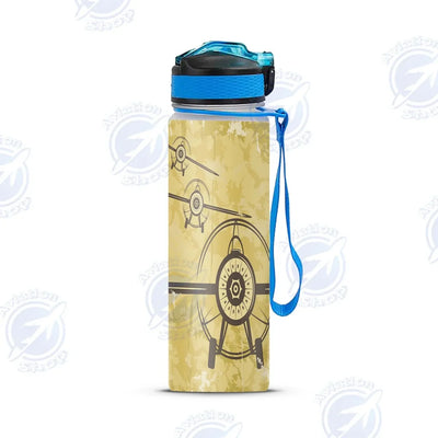 Super Vintage Propeller Sports aviation design on sport kettle, insulated bottle with sport spout.