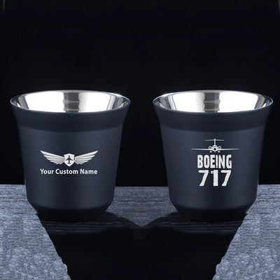 Boeing 717 & Plane aviation design on double-wall coffee mug, vacuum-insulated double-wall.