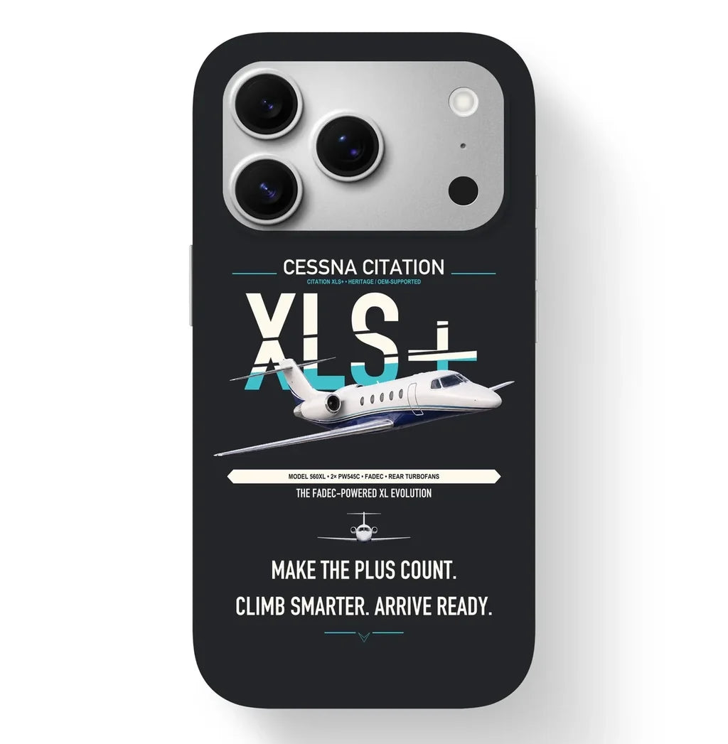 Cessna Citation XLSPlus design on black magsafe iphone case, for iPhone 17 Pro