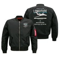 Thumbnail for Cessna Citation Longitude design on black bomber jacket, double-side print