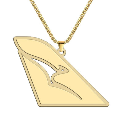 Qantas Airlines Airways Airlines aviation-themed hollow necklace, polished metal.
