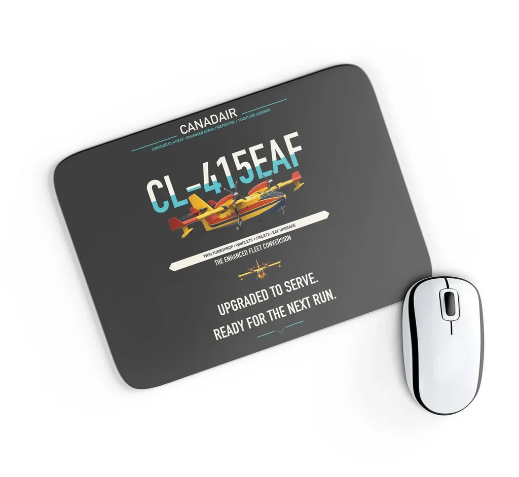 Canadair CL-415EAF design on black rectangle mouse pad