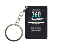 Thumbnail for Beechcraft King Air 360 design on black designed key chain, double-side print