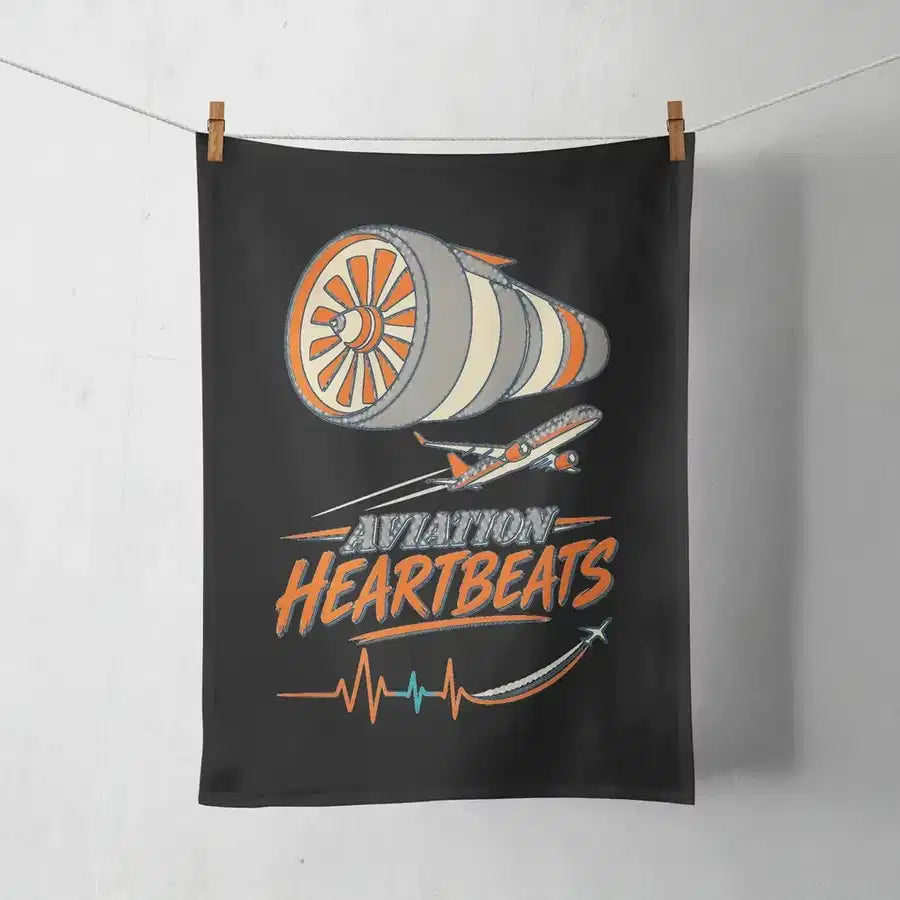 Aviation Heartbeats V2 design on black towel