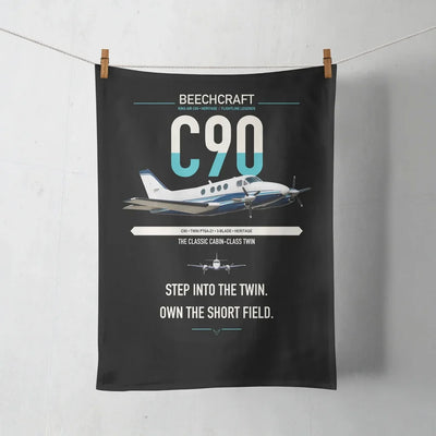 Beechcraft King Air C90 design on black towel