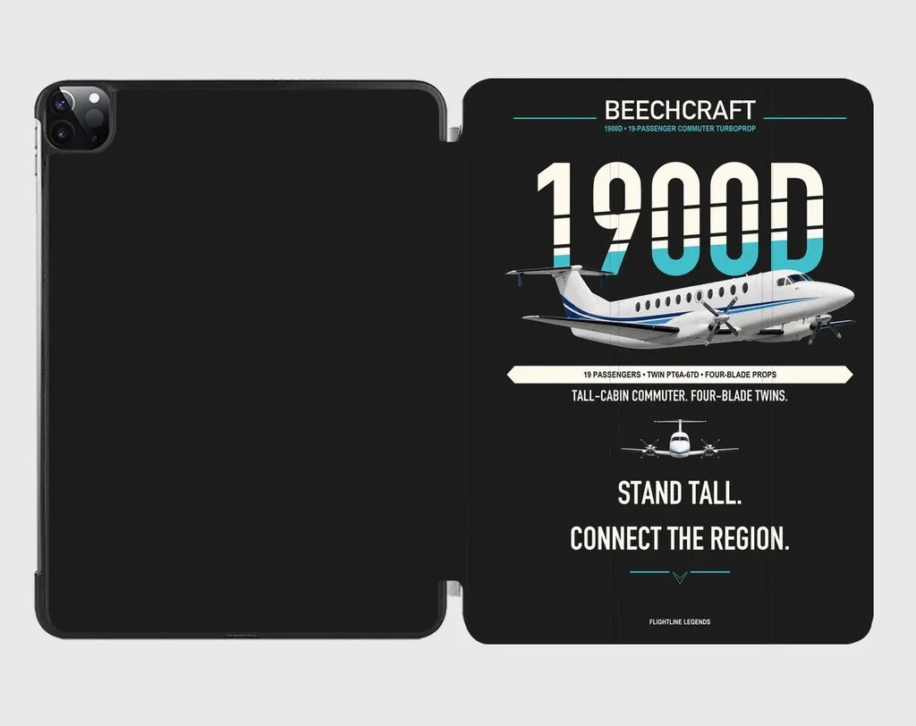 Beechcraft 1900D design on black ipad tablet case