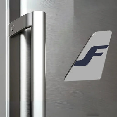 Finnair Airlines aviation design tail magnet in 3D metal with magnetic back.