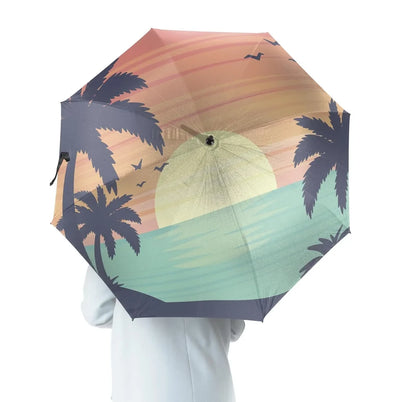 Tropical Summer Theme aviation design on windproof polyester umbrella.
