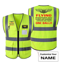 Thumbnail for Flying One Ball aviation design printed on high-visibility reflective fabric reflective vest.