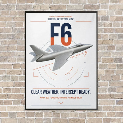 Hawker Hunter F6 vertical canvas print - framed - white background