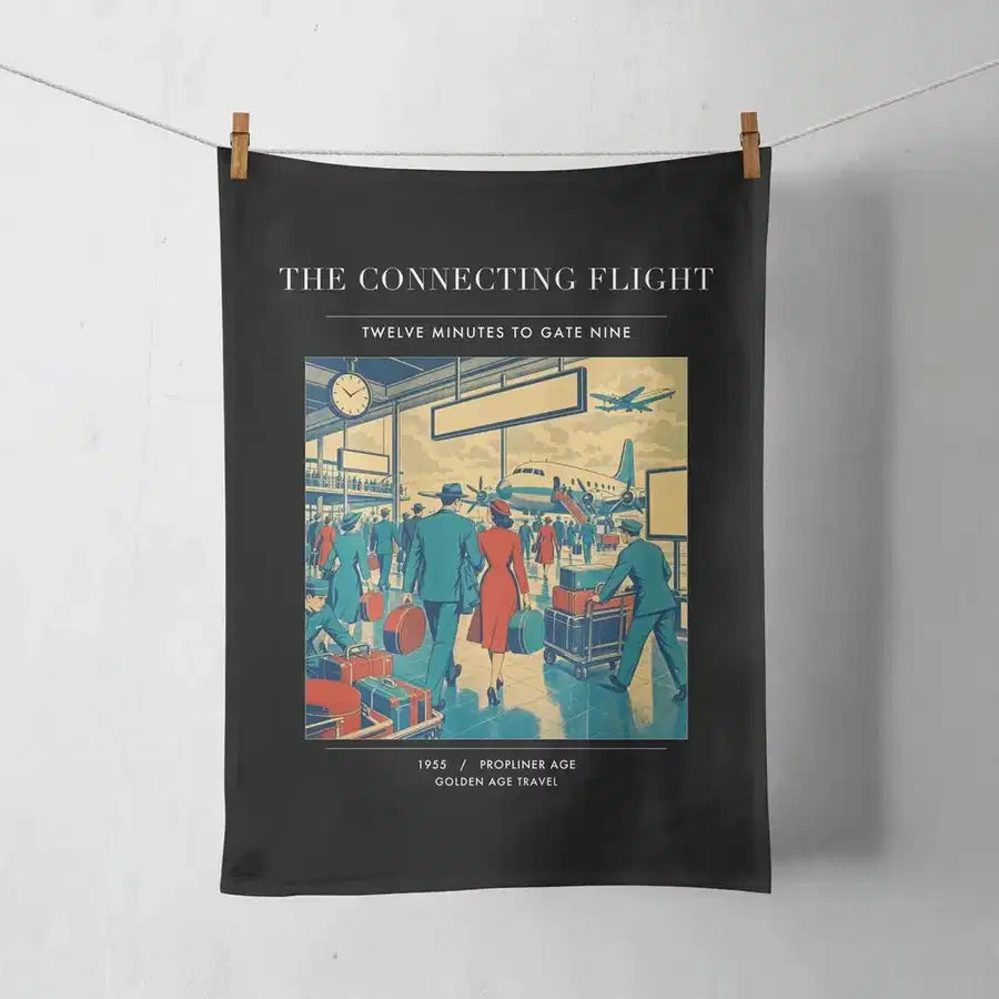 VINTAGE G4088 - The Connecting Flight - Designed Towels design on black