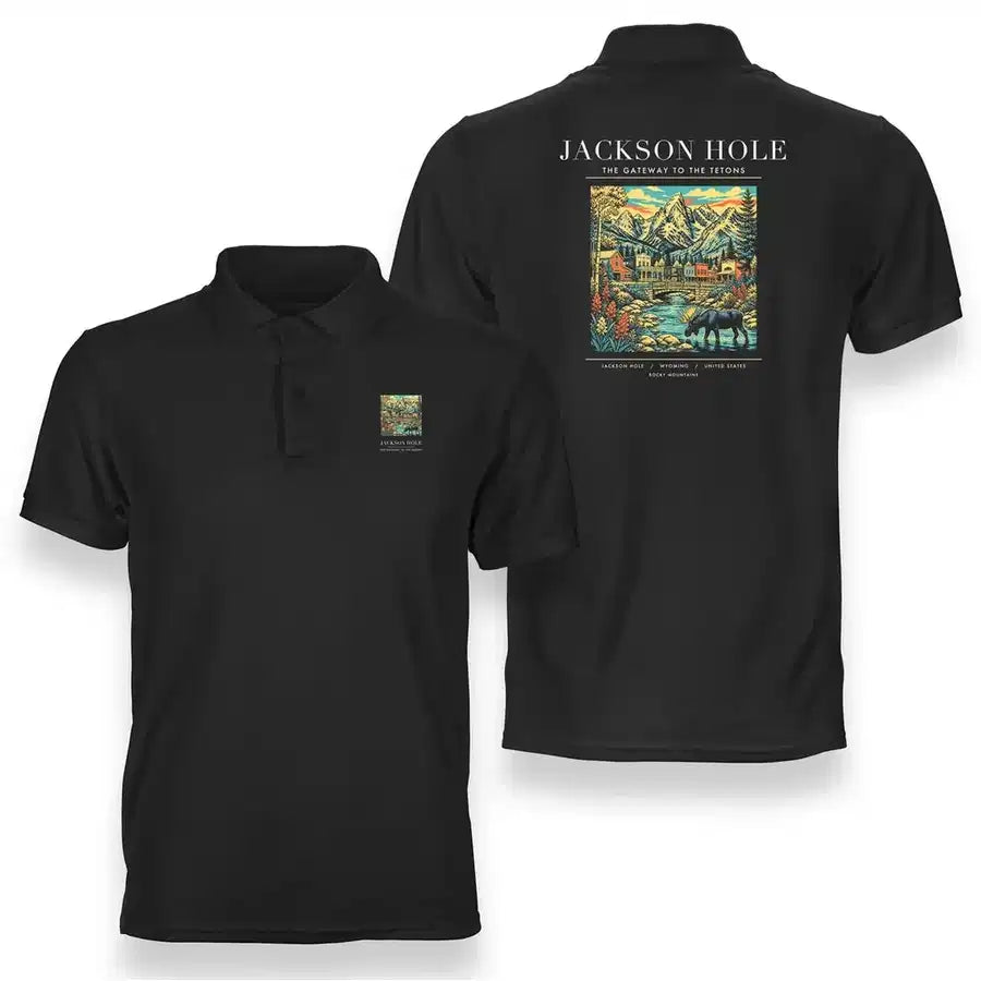 JACKSON HOLE - Poster - Double-Side Polo - Black