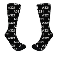 Thumbnail for Airbus A321 Flat Text aviation design on soft cotton blend socks.