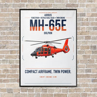 Thumbnail for Airbus MH-65E Dolphin vertical canvas print - framed - white background