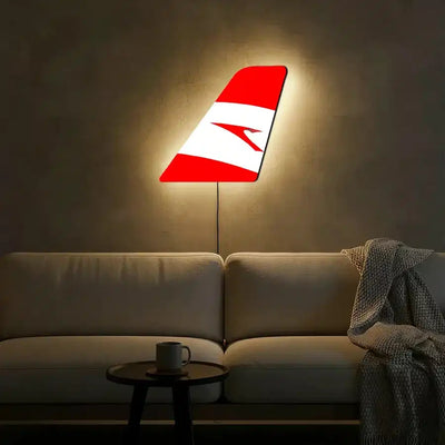 Austrian Airlines aviation design on durable metal with LED aircraft tail wall art.