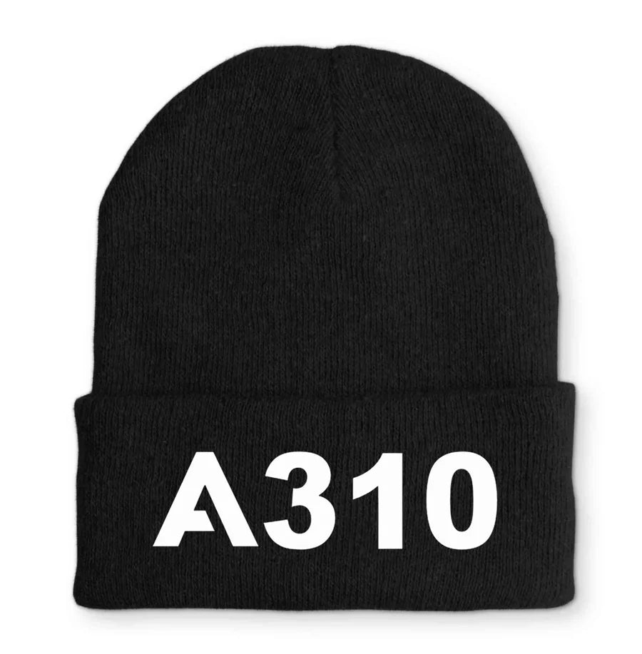 Airbus A310 Flat Text Embroidered aviation embroidery on soft knit fabric beanie.
