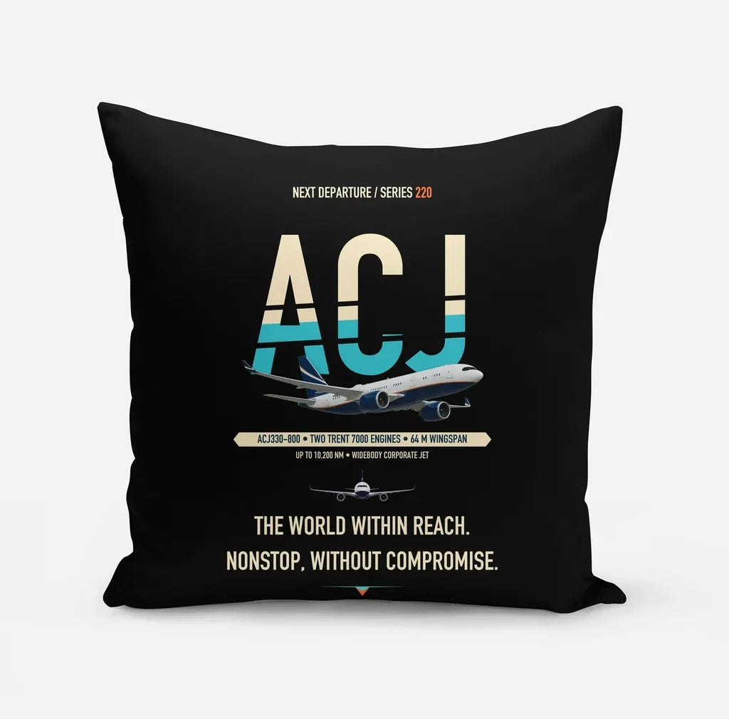 Airbus ACJ330neo / exact ACJ330-800 design on black pillow