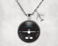 Thumbnail for Turn Coordinator aviation-themed necklace, polished stainless steel.