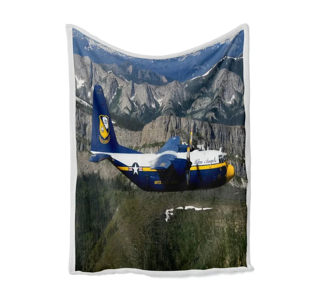 Amazing View with Blue Angels Aircraft Bed Blankets & aviation print on soft fleece blanket.