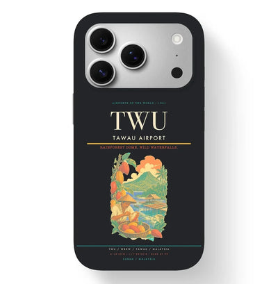 Tawau Airport (TWU) design on black iPhone 17 Pro MagSafe case