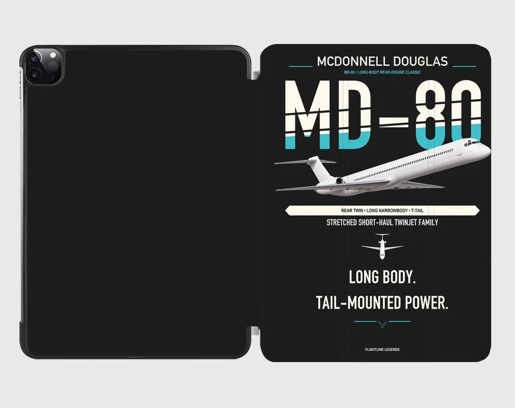 McDonnell Douglas MD-80 design on black ipad tablet case