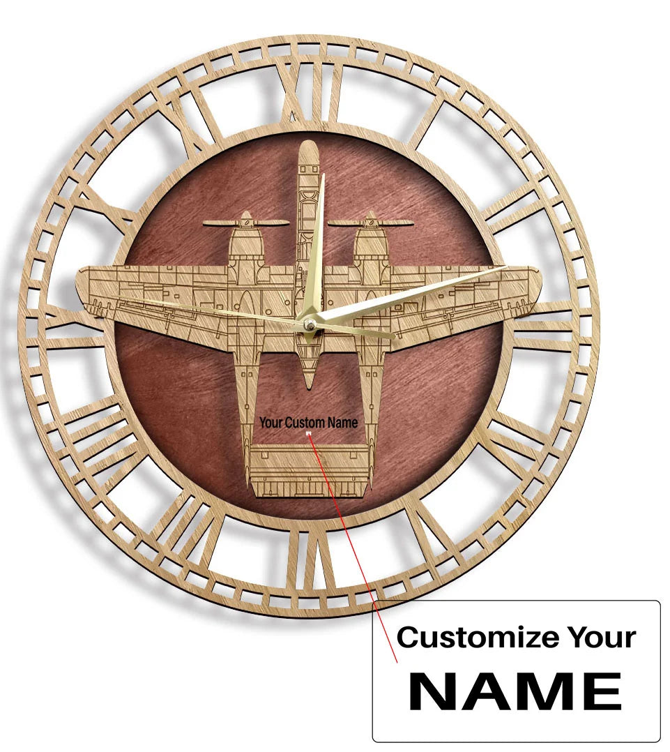 P-61 Black Widow aviation design on premium wood wooden wall clock.
