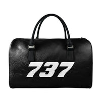 Thumbnail for Boeing 737 Flat Text aviation print leather travel bag, full-grain leather.