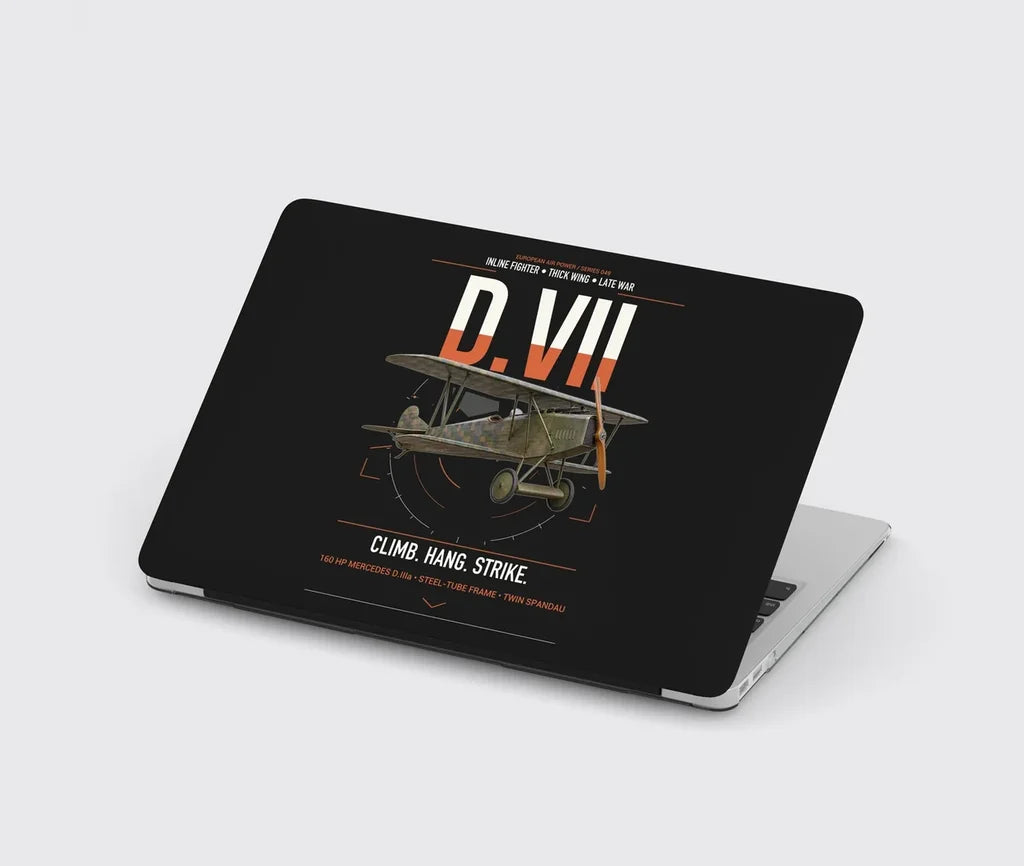 Fokker D.VII design on black MacBook case