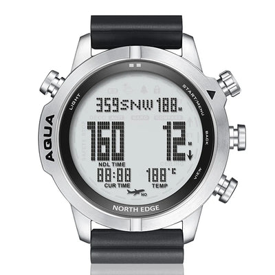 Side view of Outdoor Sports Waterproof Intelligent Diving Computer aviation shock-resistant pilot watch in rugged stainless s.