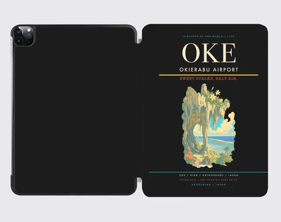 Okierabu Airport (OKE) design on black ipad tablet case