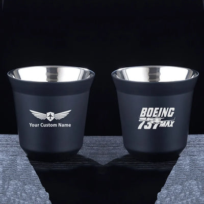 Amazing 737 Max aviation design on double-wall coffee mug, vacuum-insulated double-wall.