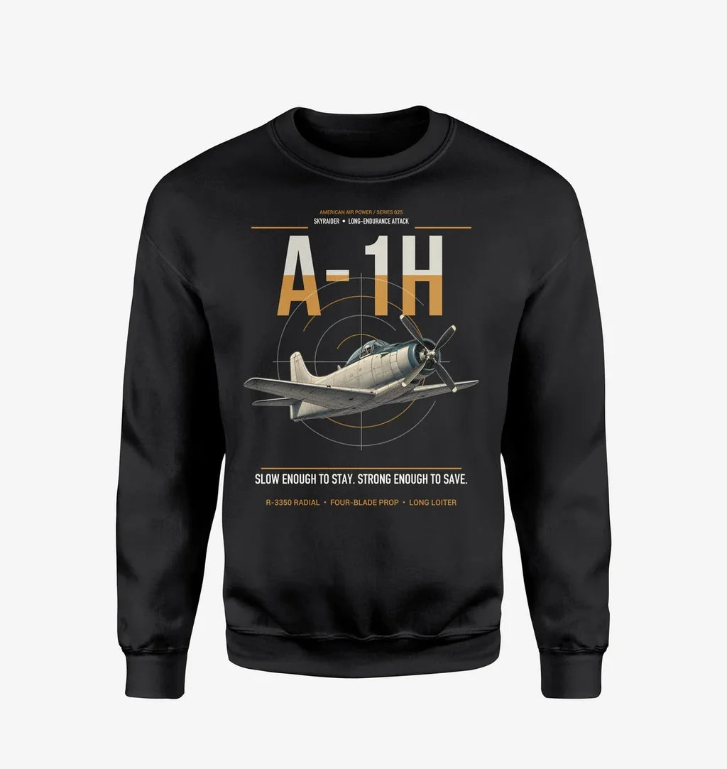 A-1H Skyraider design on black sweatshirt